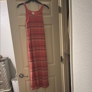 Striped Coral Maxi Dress